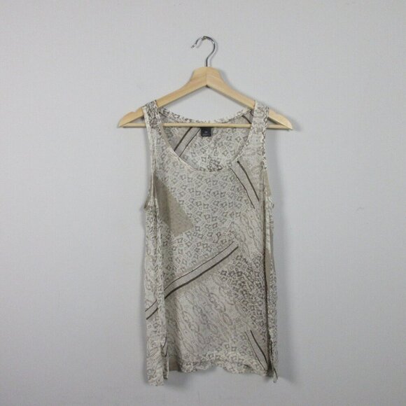 Club Monaco Women Silk Printed Tank Top Sleeveless Scoop Neck Summer S 44 - Picture 1 of 10